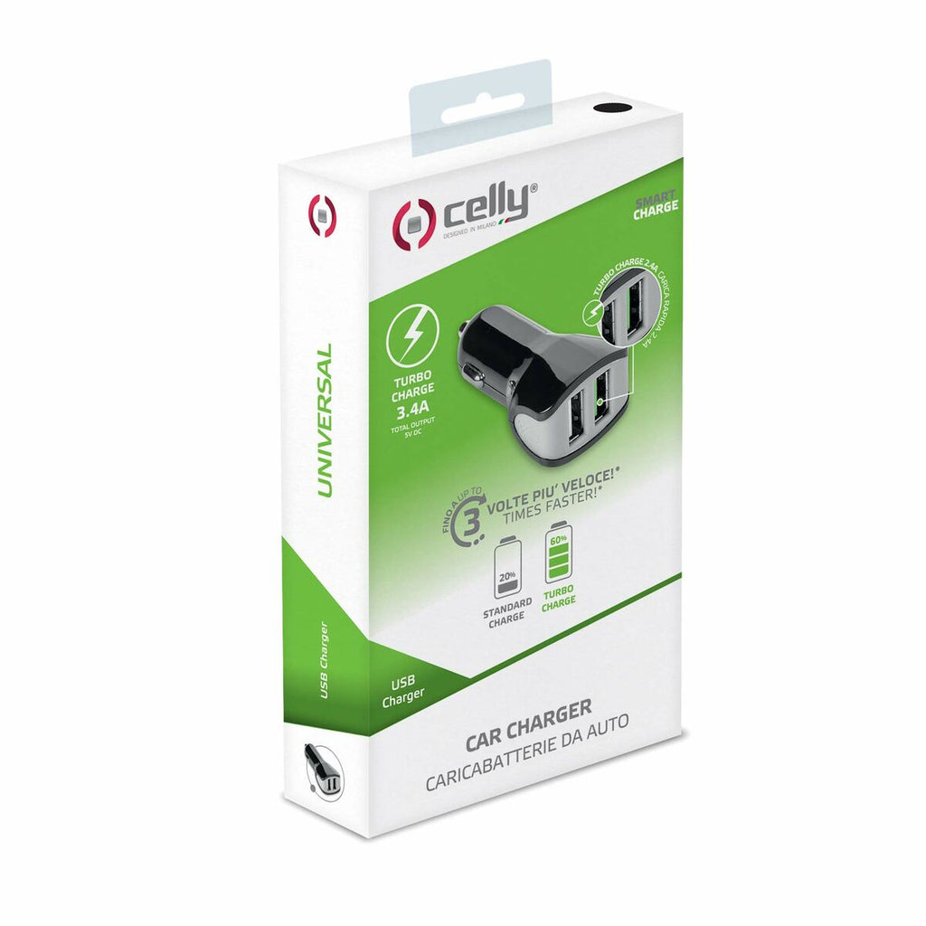 Cargador de coche Celly CC2USBTURBOBK negro