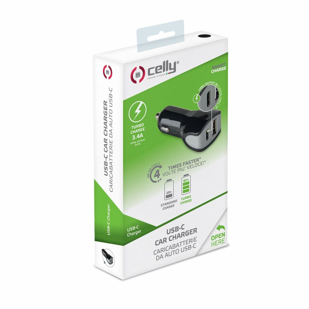 Cargador de coche Celly Black de 17 W