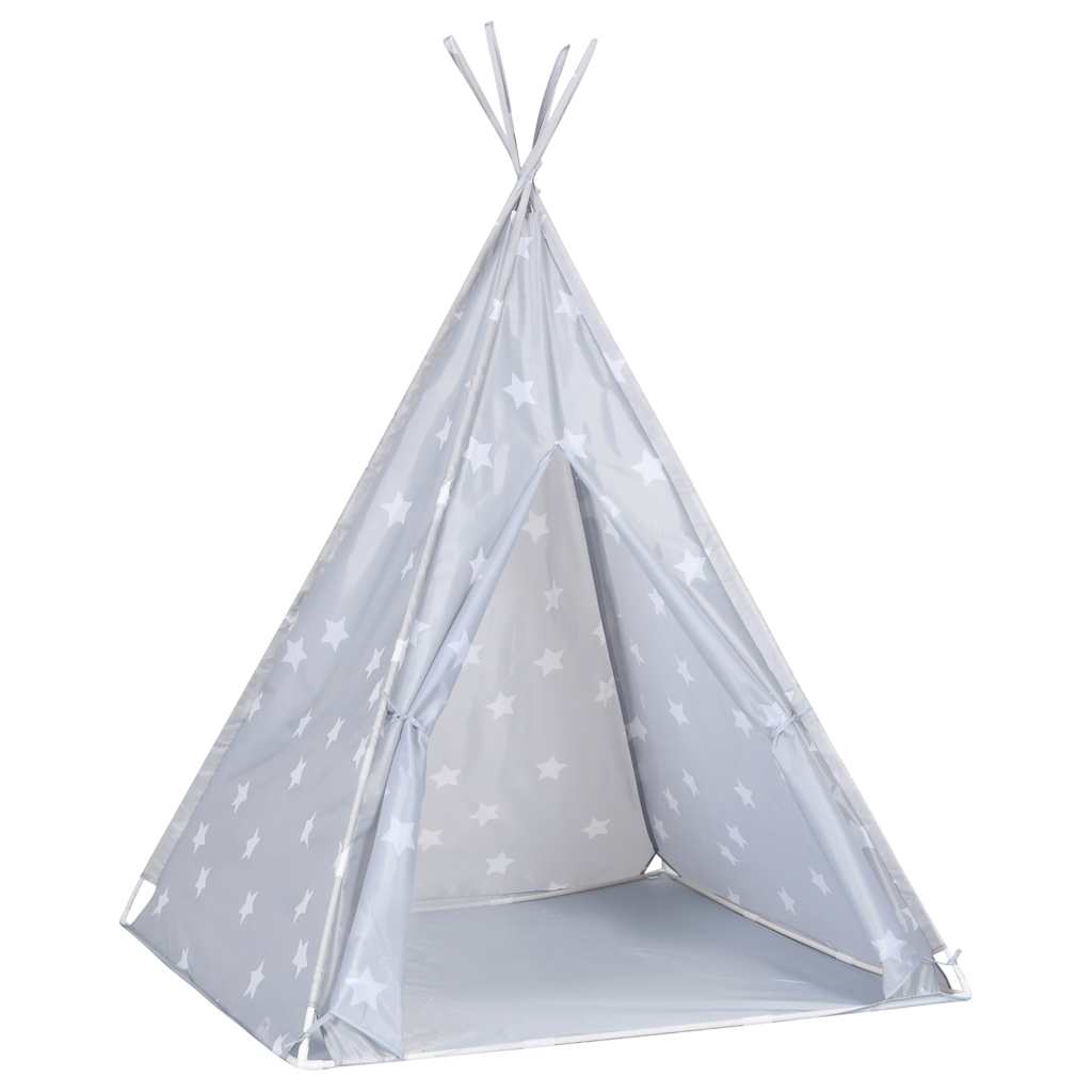 vidaXL Tenda teepee infantil c/ saco de poliéster 115x115x160 cm cinza
