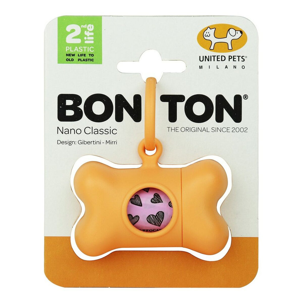 Dispensador de bolsas para perros Bon Ton Nano Classic de United Pets, color naranja, plástico reciclado (6 x 3 x 4 cm)