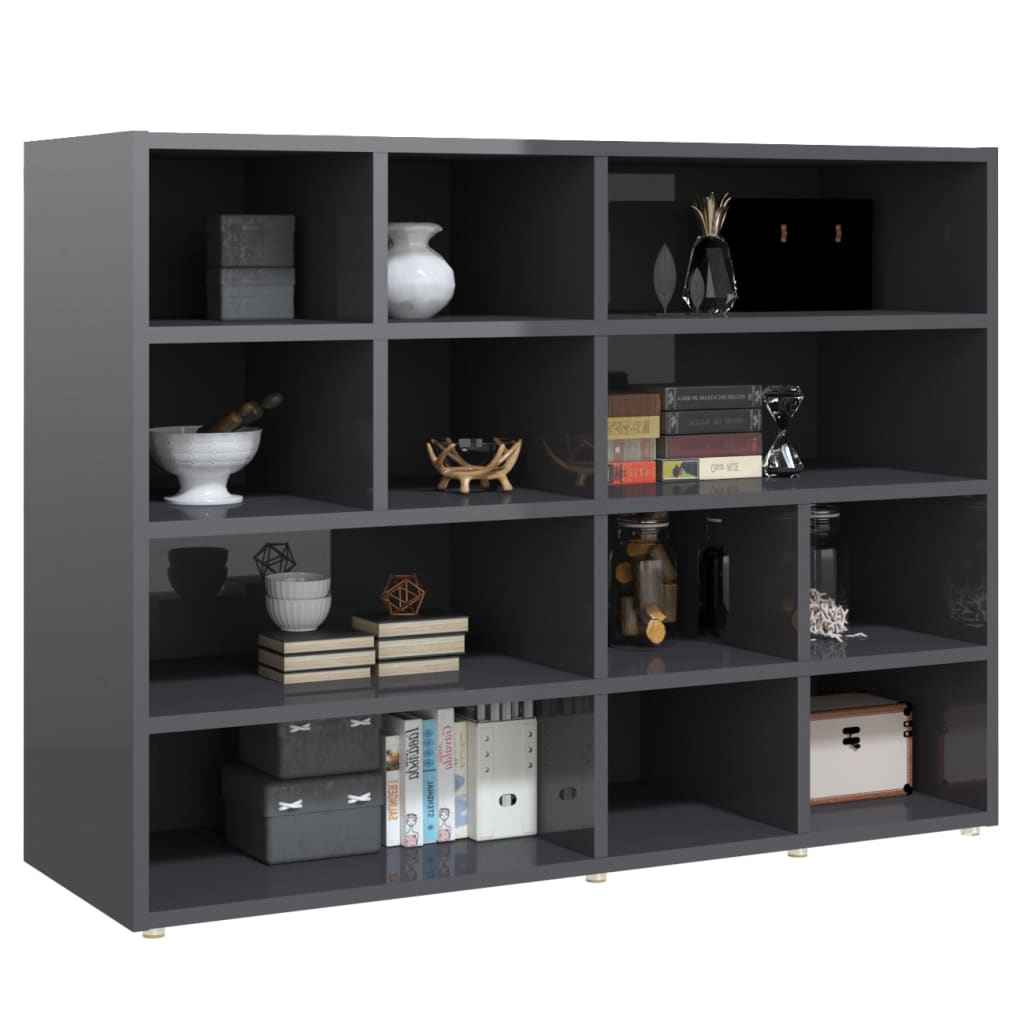 vidaXL Móvel lateral 97x32x72 cm contraplacado cinzento brilhante