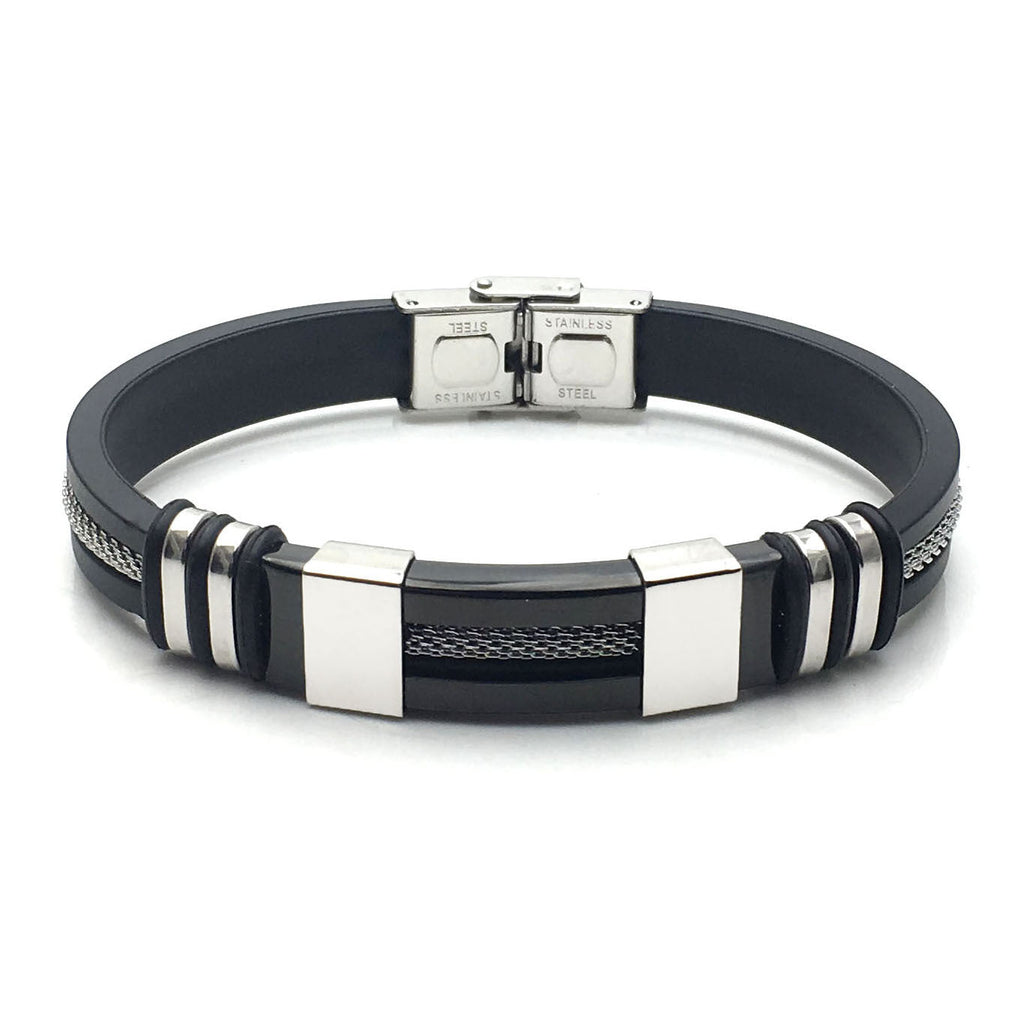 Pulseira em Silicone e Aço Inoxidável