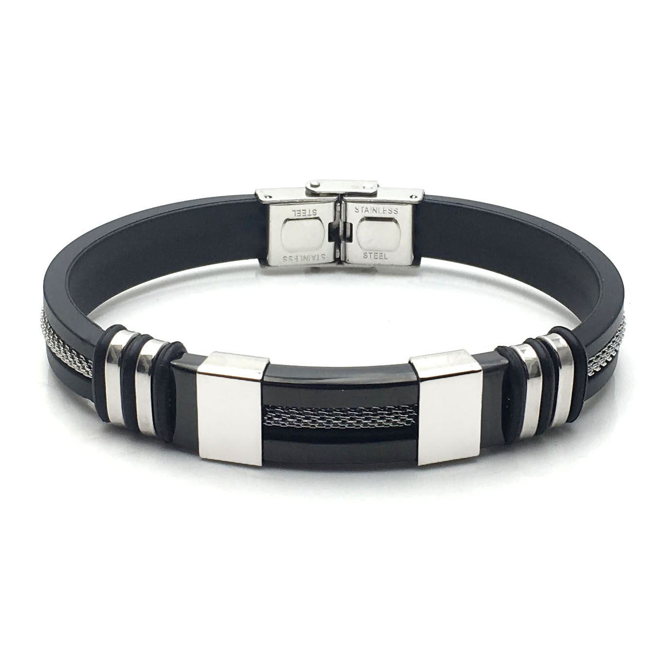 Pulseira em Silicone e Aço Inoxidável