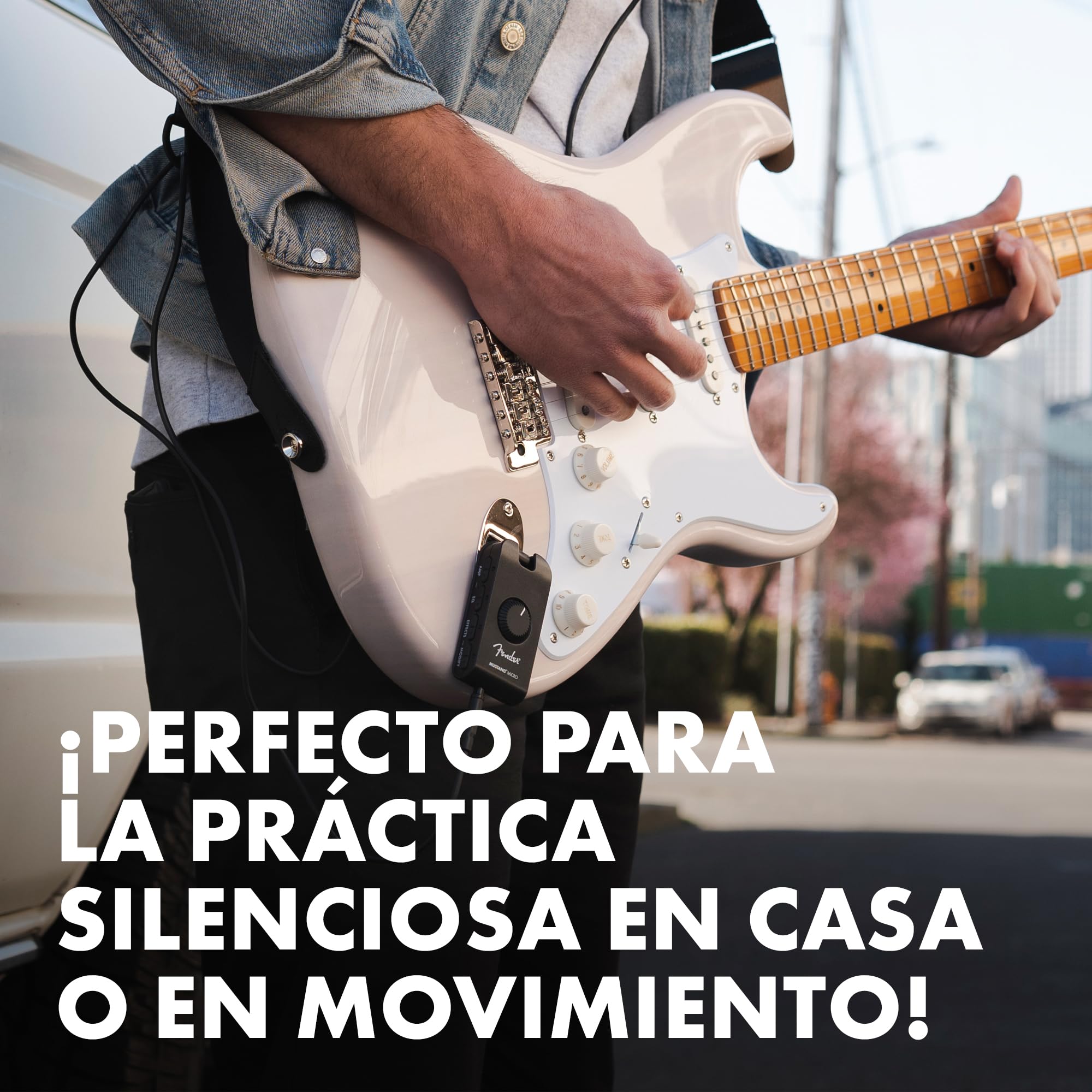 Fender Mustang Micro Plus amplificador de guitarra, amplificador de auriculares pessoal com 25 modelos de amplificador, 25 efeitos, Bluetooth e 100 presets, recarregável por USB