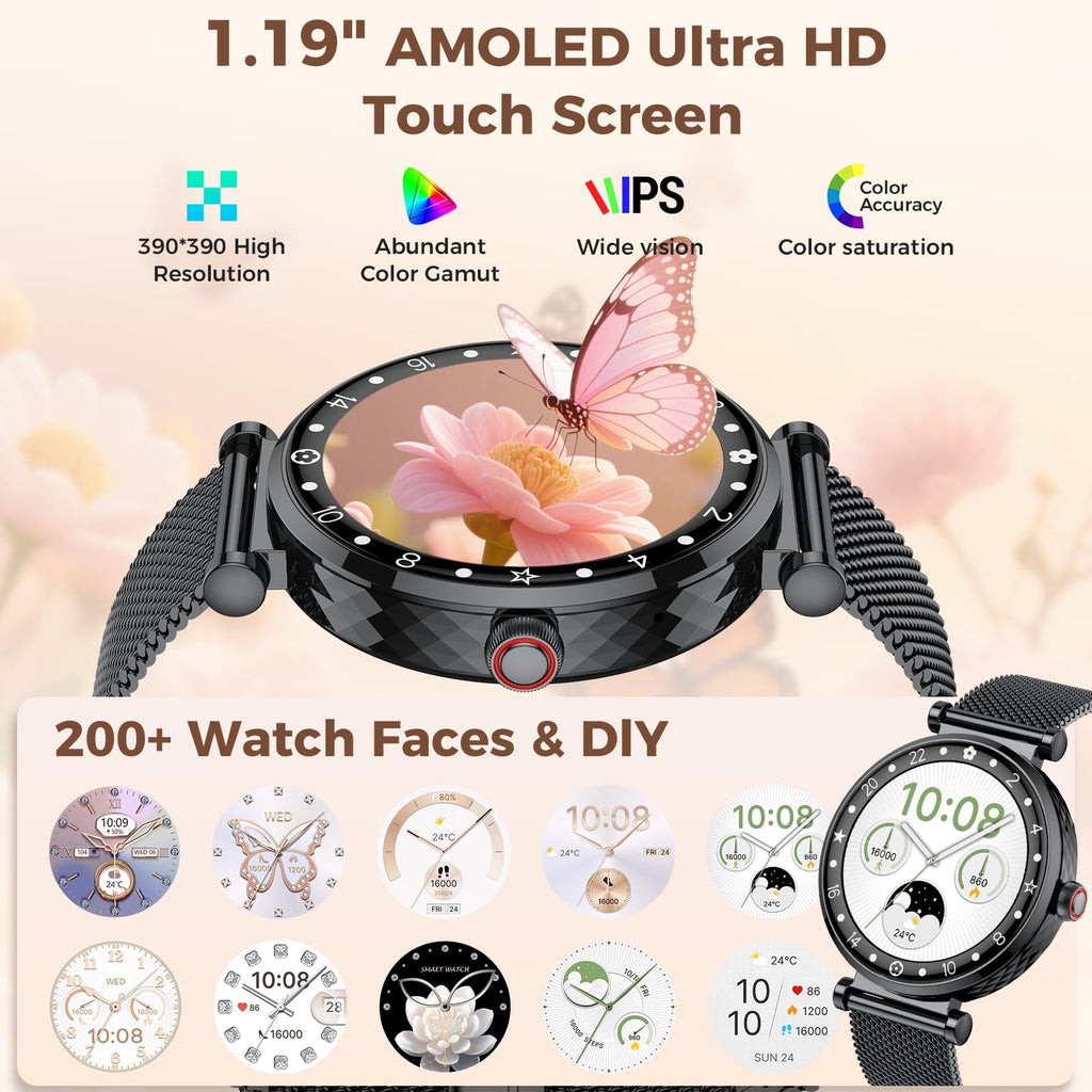 Smart Watch Women, 2025 New Smartwatch Woman with Calls, Smart Watch Menstrual Cycle/Sleep Monitor/SpO2/Pedometer/110+ Sports Modes, IP68 Waterproof Sports Watch for Android iOS