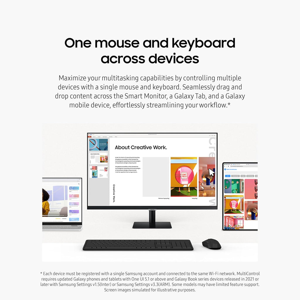 SAMSUNG 27-Inch M5 (M50D) Series FHD Smart Monitor with Streaming TV, Speakers, HDR10, Gaming Hub, Multiple Ports, Workout Tracker, Vision Accessibility Tools, LS27DM500ENXGO, 2024