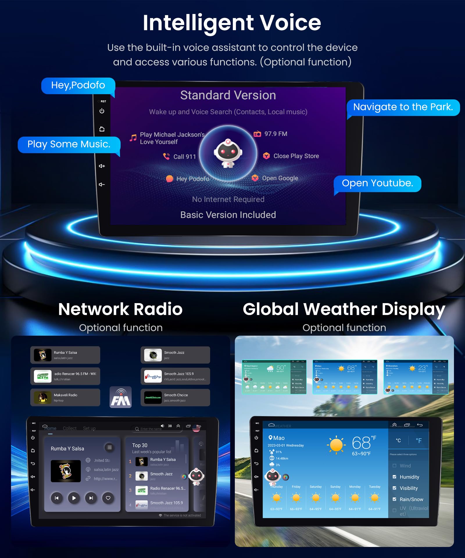 4G+64G Wireless Carplay Android 13 Car Radio 2 DIN for Toyota AURIS 2006-2011 10.1 Inch Car Radio with Android Auto GPS Navi WiFi Mirror Link Bluetooth FM/RDS/32 EQ/SWC Rear Camera