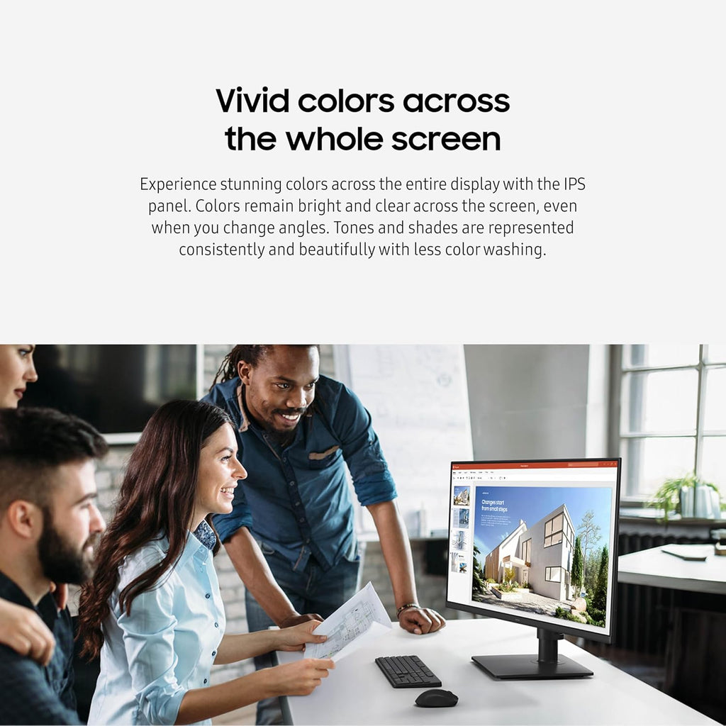 Samsung 27” (S40GD) Borderless Business Monitor with IPS Panel, 100Hz Refresh Rate, Eye Saver Mode, Ergonomic Design, Game Picture Mode, LS27D402GANXGO, 3 Yr Warranty