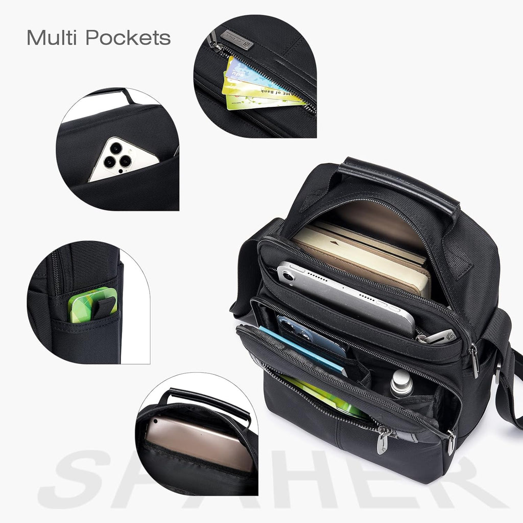 SPAHER - Mala para homem, mala de mão, tiracolo, bolsa de ombro, para homem, bolsa de peito, bolsa de ombro, Ipad mensageiro, bolsa de negócios, porta-talheres crossbody presente