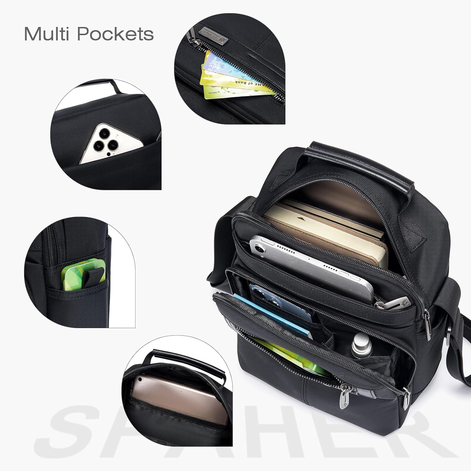 SPAHER - Mala para homem, mala de mão, tiracolo, bolsa de ombro, para homem, bolsa de peito, bolsa de ombro, Ipad mensageiro, bolsa de negócios, porta-talheres crossbody presente