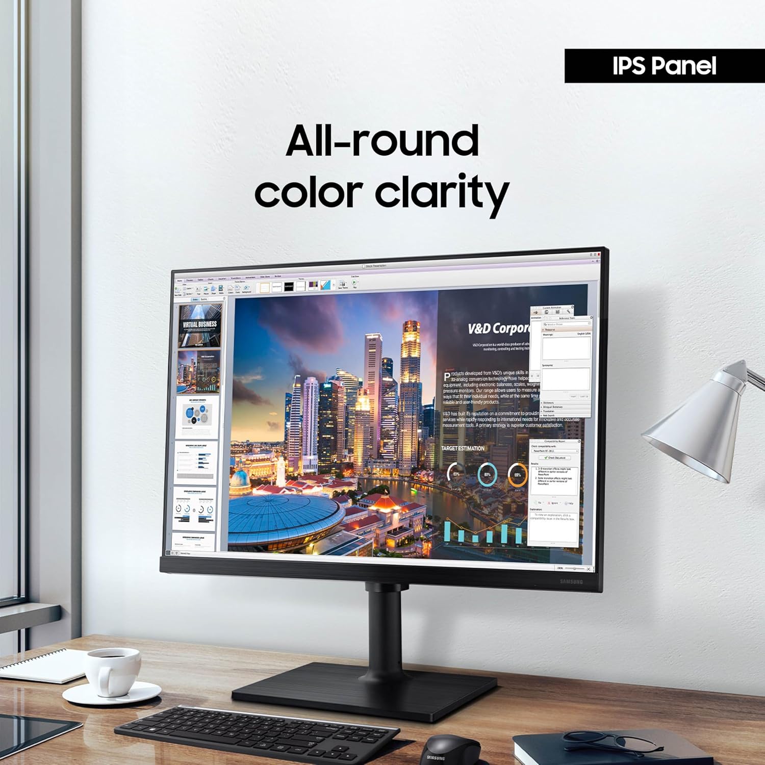 SAMSUNG FT45 Series 24-Inch FHD 1080p Computer Monitor, 75Hz, IPS Panel, HDMI, DisplayPort, USB Hub, Height Adjustable Stand, 3 Yr WRNTY (LF24T454FQNXGO),Black