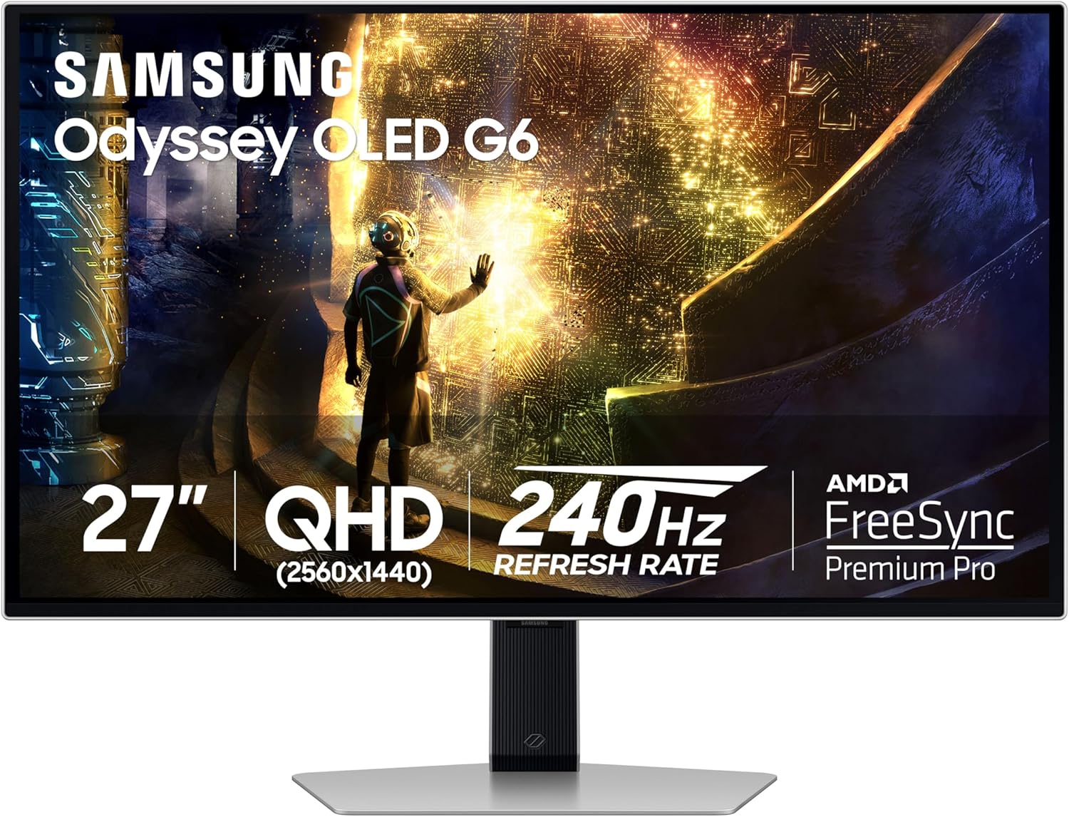Samsung 27” Odyssey OLED G6 (G61SD) QHD & QD-OLED 240Hz 0.03ms FreeSync Premium Pro Gaming Monitor with Sleek Metal Design, 3 Year Warranty, US, LS27DG610SNXZA
