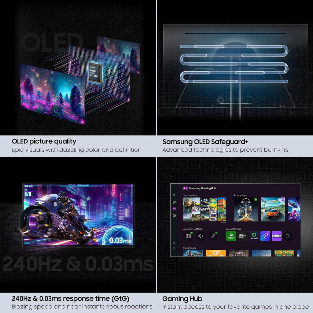Samsung 32" Odyssey OLED G8 (G80SD) Series 4K UHD Smart Gaming Monitor w QD-OLED, 240Hz 0.03ms, G-Sync Compatible, Glare-Free Display, Sleek Metal Design, LS32DG800SNXZA, 3 Yr Warranty