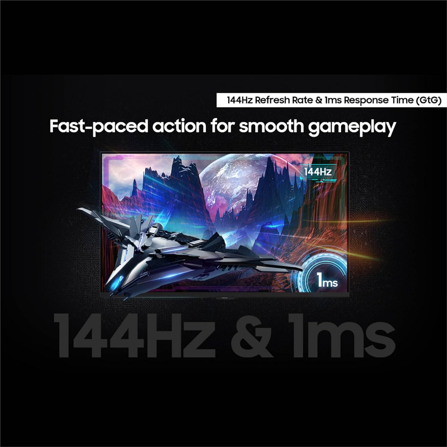 Samsung 27” Odyssey G7 (G70D) 4K UHD IPS 144Hz 1ms(GtG) Smart Gaming Monitor, G-Sync Compatible, AMD Freesync Premium, Vivid Colors, Adjustable Stand, Black Equalizer, LS27DG702ENXZA