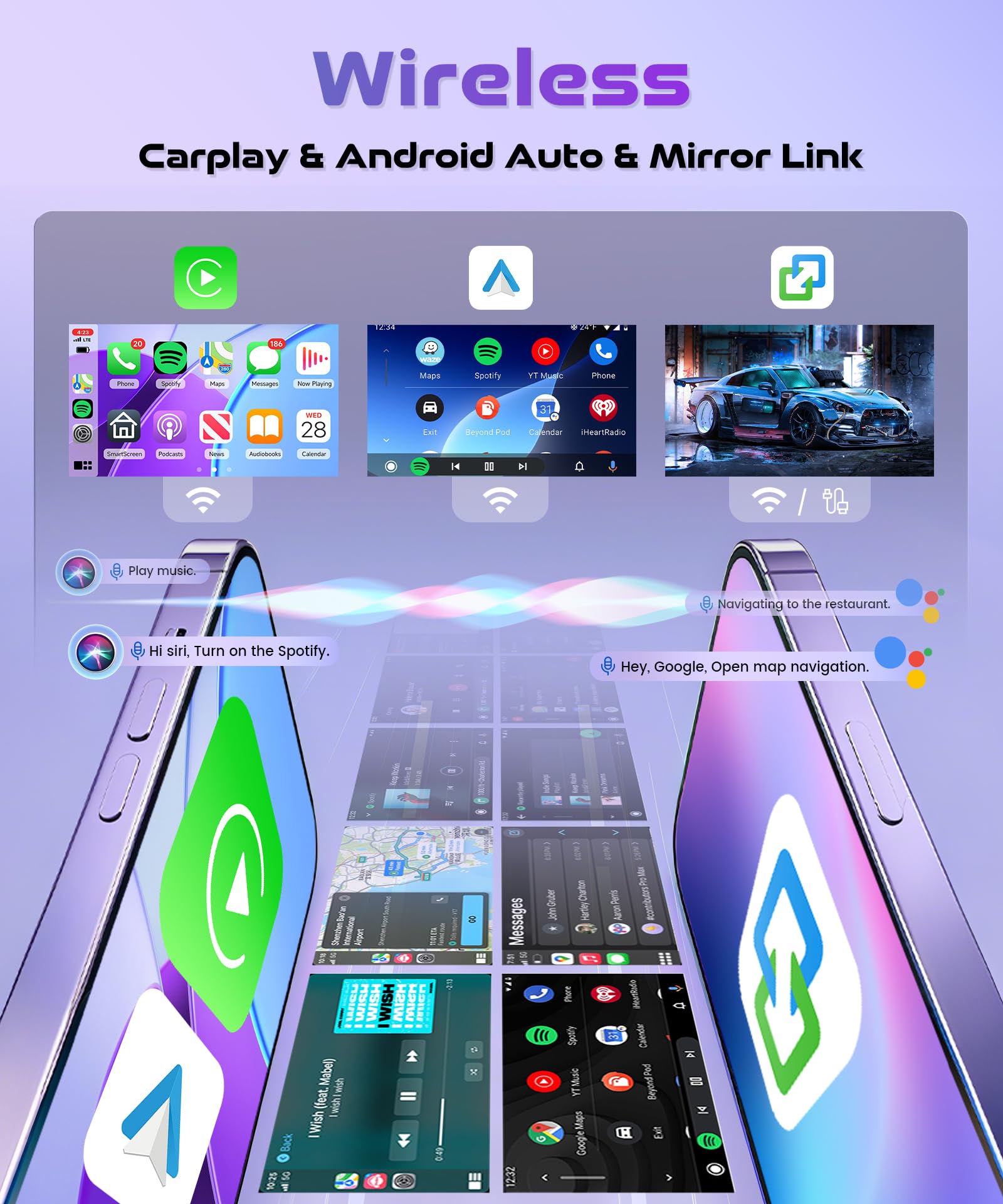 4G+64G Wireless Carplay Android Car Radio for Seat Leon 2 MK2 2005-2012 9 Inch Touchscreen Car Radio with Android Auto GPS Navi WiFi Mirror Link Bluetooth FM/RDS/32EQ/USB/SWC Rear Camera