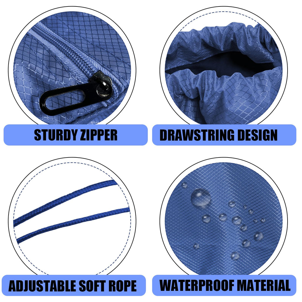 Jsdoin Waterproof Drawstring Bag for Gym, Sports Drawstring Backpack, Sports Bag, Zipper, School, Beach, Holiday, Swimming, Travel