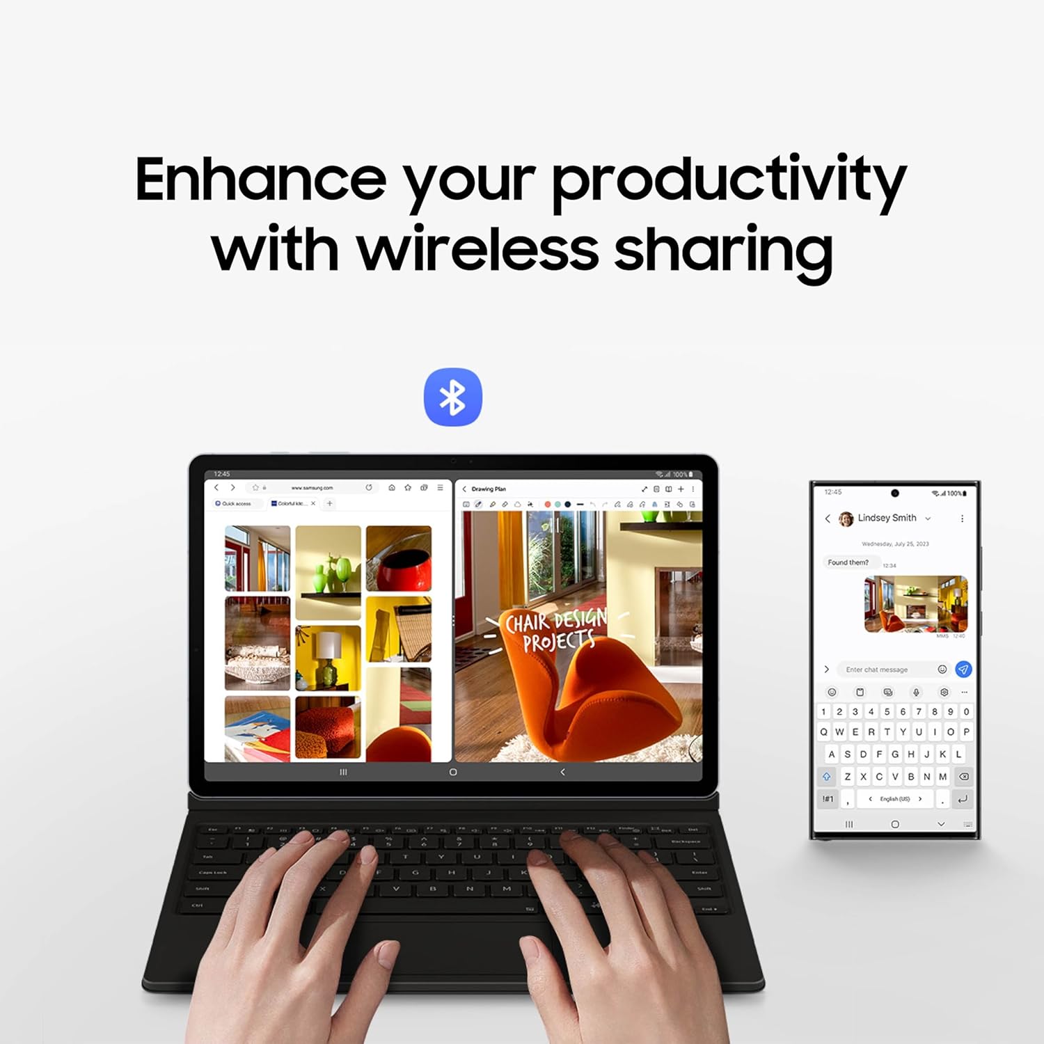 SAMSUNG Galaxy Tab S10+ Book Cover Keyboard AI Key, Detachable Platform, PC-Like Experience, Adjustable Viewing Angles, Wireless Keyboard Sharing, US Version, Black