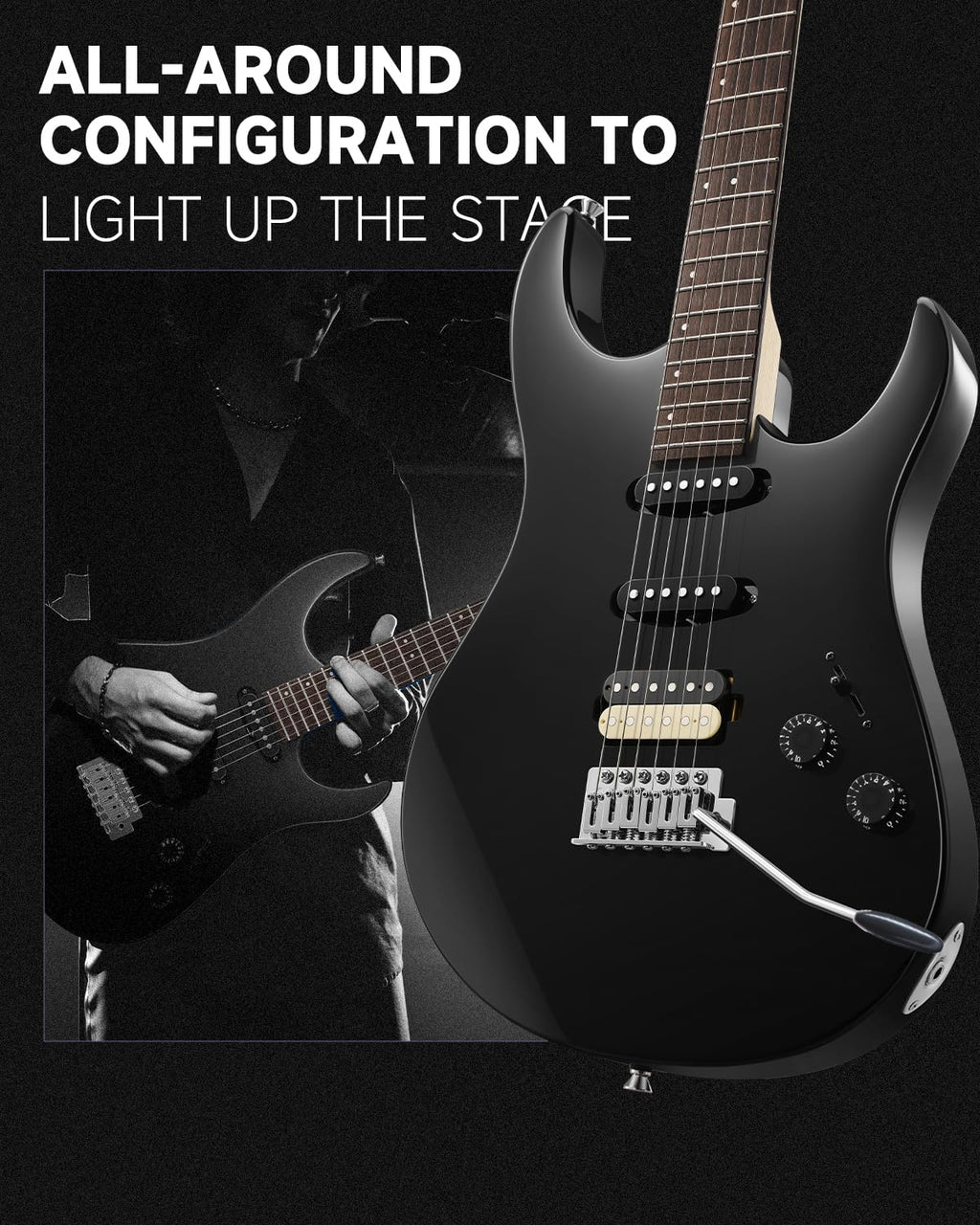 Donner DMT-66 39 polegadas guitarra elétrica de tamanho completo para iniciantes, kit de guitarra elétrica com capa preta roxa