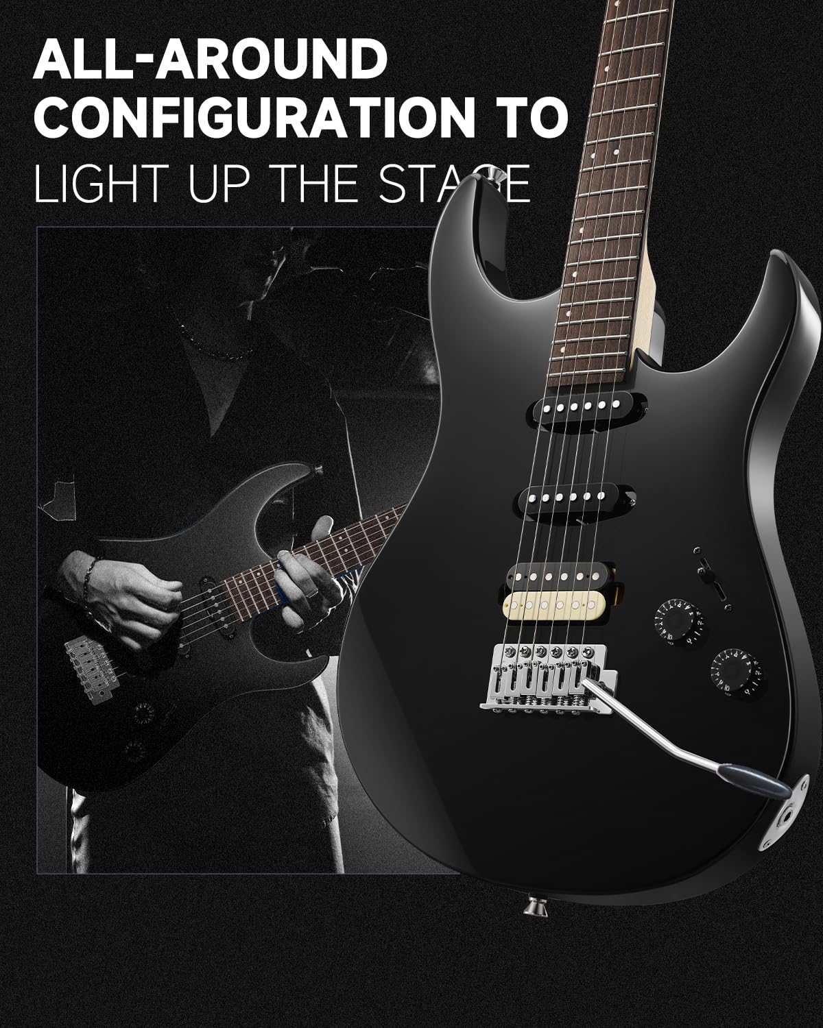 Donner DMT-66 39 polegadas guitarra elétrica de tamanho completo para iniciantes, kit de guitarra elétrica com capa preta roxa