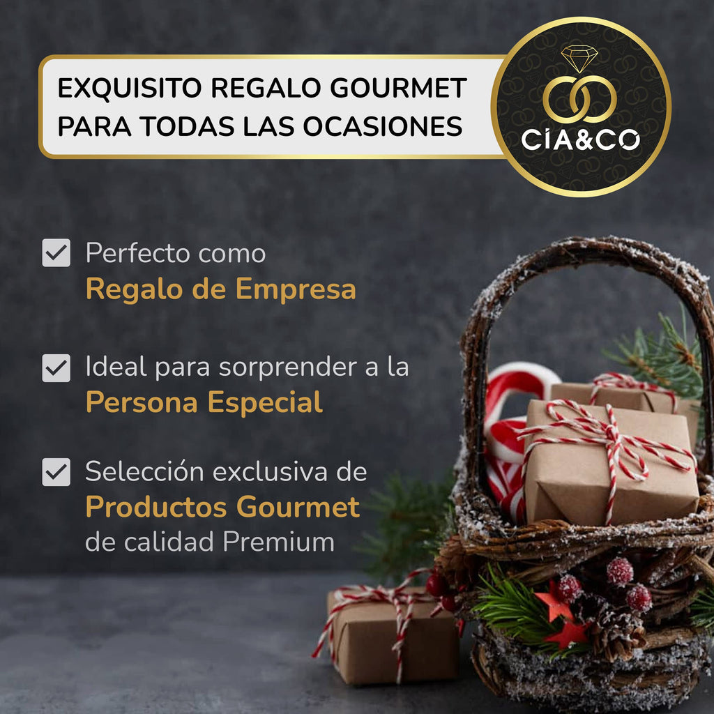 Christmas Basket with Gourmet Ham 2025 (Lot 217) · With Red and White Wine Rioja, Cava, Gin, Beer, Sweets and Iberian · Includes Customizable Card · Ideal Corporate or Family Gift
