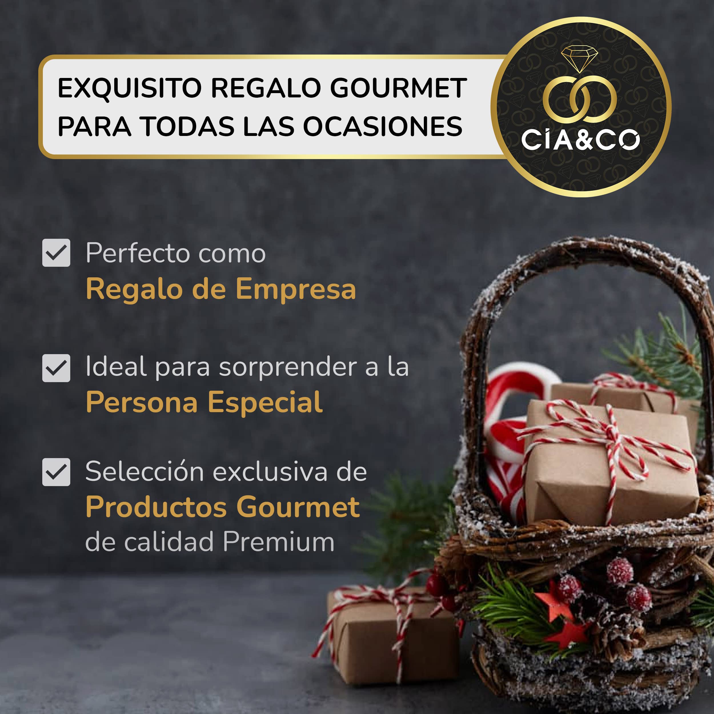 Christmas Basket with Gourmet Ham 2025 (Lot 217) · With Red and White Wine Rioja, Cava, Gin, Beer, Sweets and Iberian · Includes Customizable Card · Ideal Corporate or Family Gift