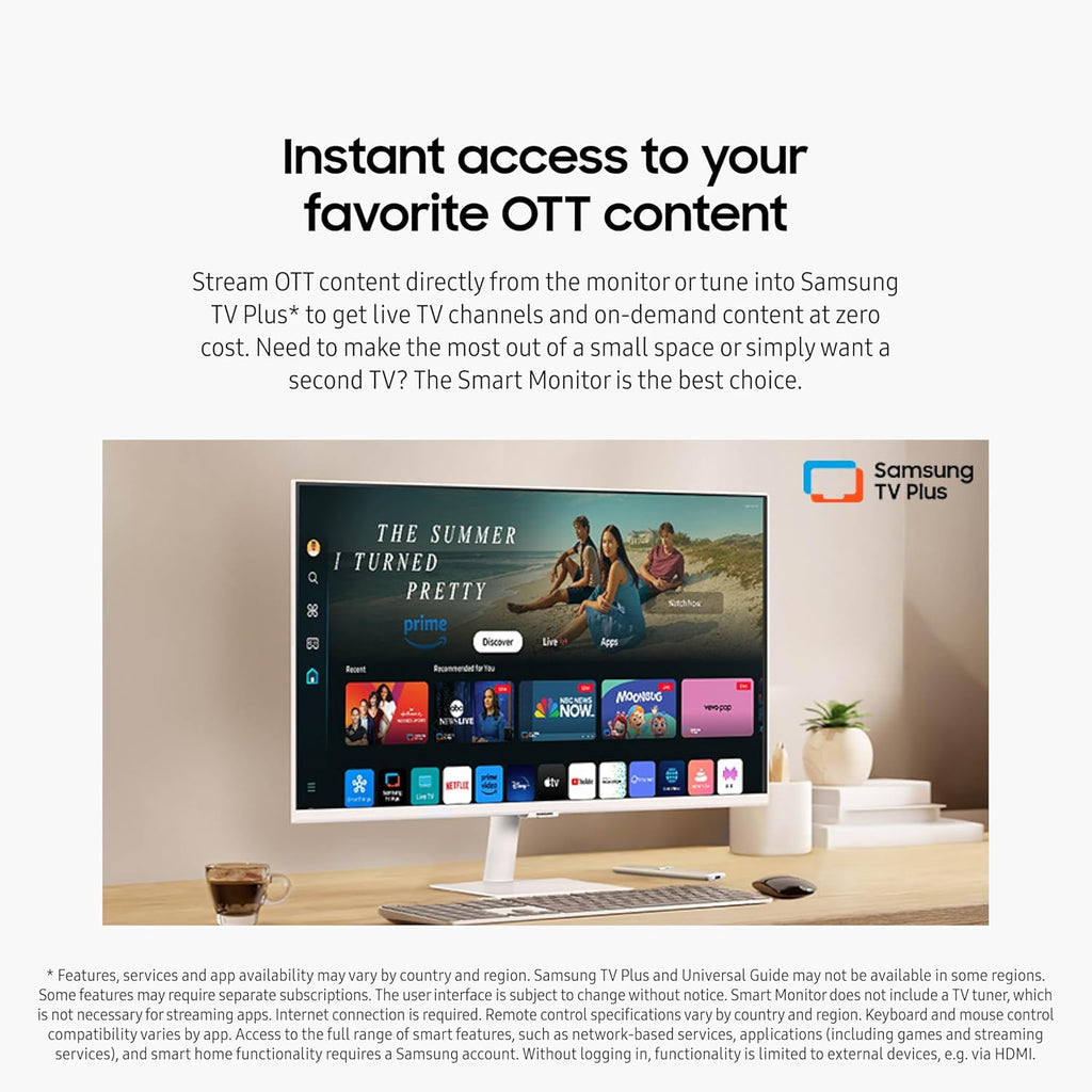 SAMSUNG 27-Inch M5 (M50D) Series FHD Smart Monitor with Streaming TV, Speakers, HDR10, Gaming Hub, Multiple Ports, Workout Tracker, Vision Accessibility Tools, LS27DM501ENXZA, 2024