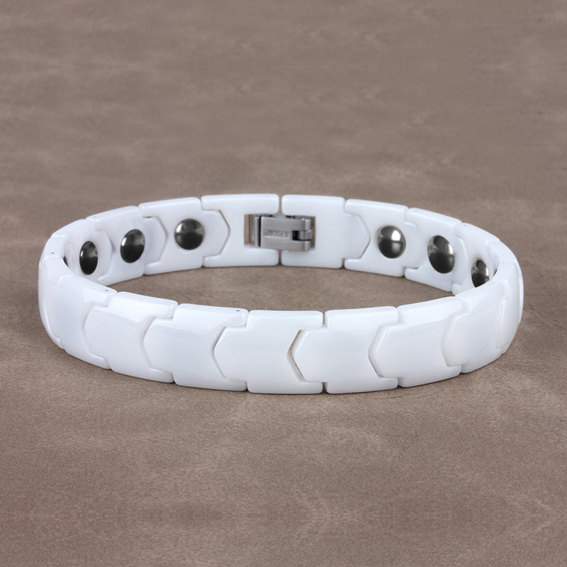 Pulsera magnética en acero inoxidable y cerámica.