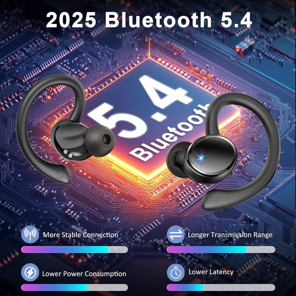 Bluetooth Headphones Sport Wireless Bluetooth 5.4 Earbuds with 4 ENC Mics Noise Cancelling ENC In-Ear Headphones with HiFi Stereo, 50 Hours Playtime, Earbuds