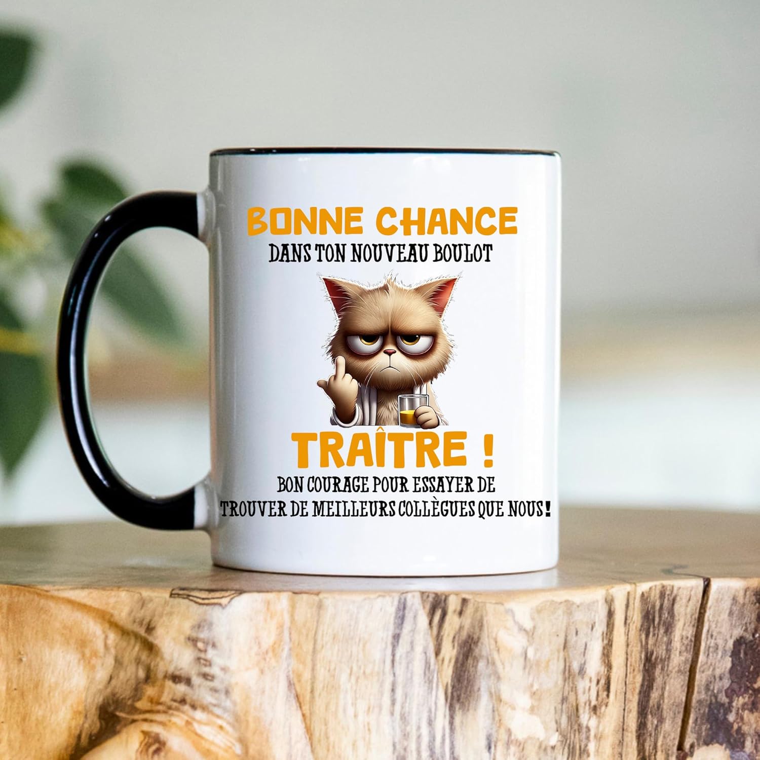 Jungle Mug Caneca do colega | presente divertido de início para colega | Boa sorte traidor! Caneca de humor preto | Caneca de presente para escritório, compatível com máquina de lavar louça e