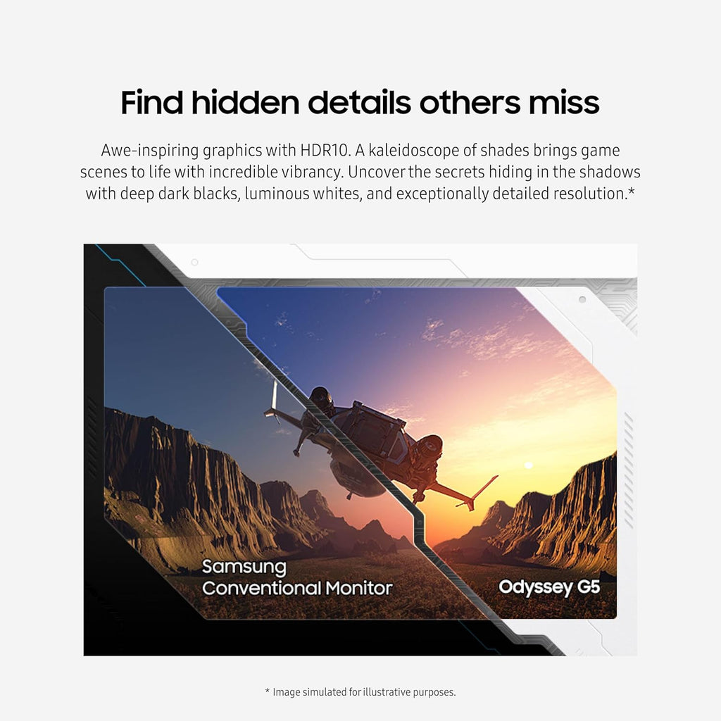 Samsung 27-Inch Odyssey G55C Series QHD 1000R Curved Gaming Monitor, 1ms(MPRT), HDR10, 165Hz, AMD Radeon FreeSync, Eye Care, LS27CG552ENXZA