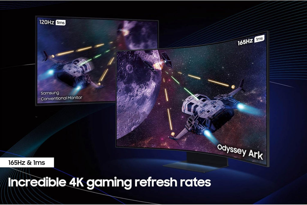 Samsung 55" Odyssey Ark 2nd Gen 4K UHD 1000R Curved Gaming Monitor, 165Hz, 1ms, 4 Input Multi View, Quantum Mini-LED, AMD FreeSync Premium Pro, HDR 10+, Height Adjustable Screen, LS55CG970NNXGO