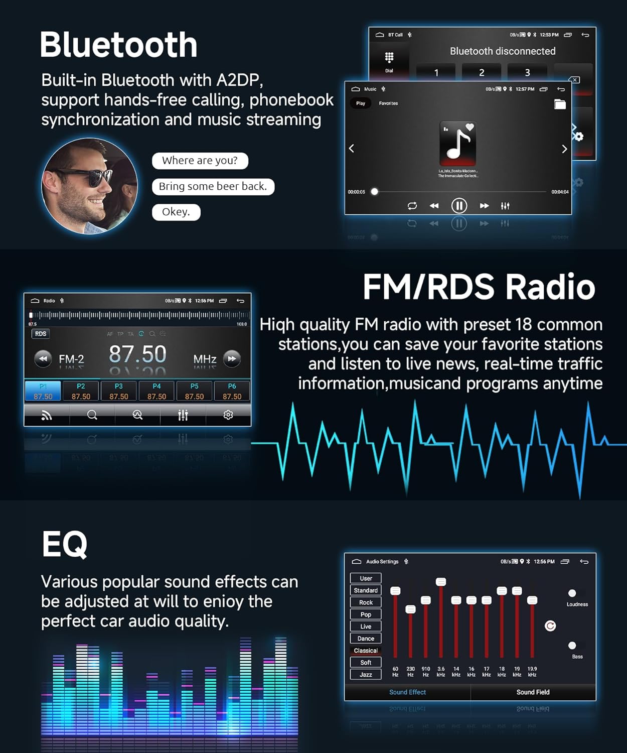 6G+128G 8 Core Wireless Carplay Android Car Radio for Toyota RAV4 2001-2006 9 Inch Screen Car Radio with Android Auto Navi GPS WiFi Mirror Link Bluetooth FM/RDS/DSP/SWC Rear Camera