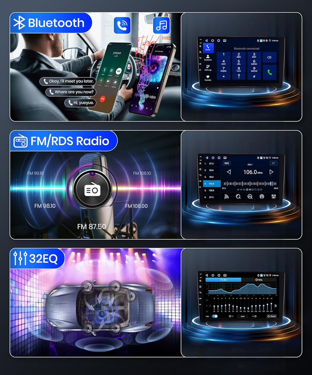 4G+64G Wireless Carplay Android Car Radio 2 DIN for Toyota RAV4 2007-2012 with Android Auto Navi GPS WiFi 9 Inch Car Radio with Mirror Link Bluetooth FM/RDS/DAB/DVR/32 EQ/SWC Rear Camera