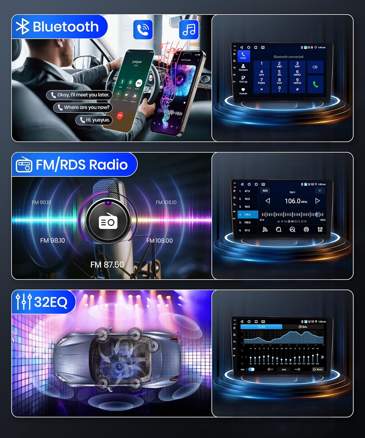 4G+64G Wireless Carplay Android Car Radio 2 DIN for Toyota RAV4 2007-2012 with Android Auto Navi GPS WiFi 9 Inch Car Radio with Mirror Link Bluetooth FM/RDS/DAB/DVR/32 EQ/SWC Rear Camera