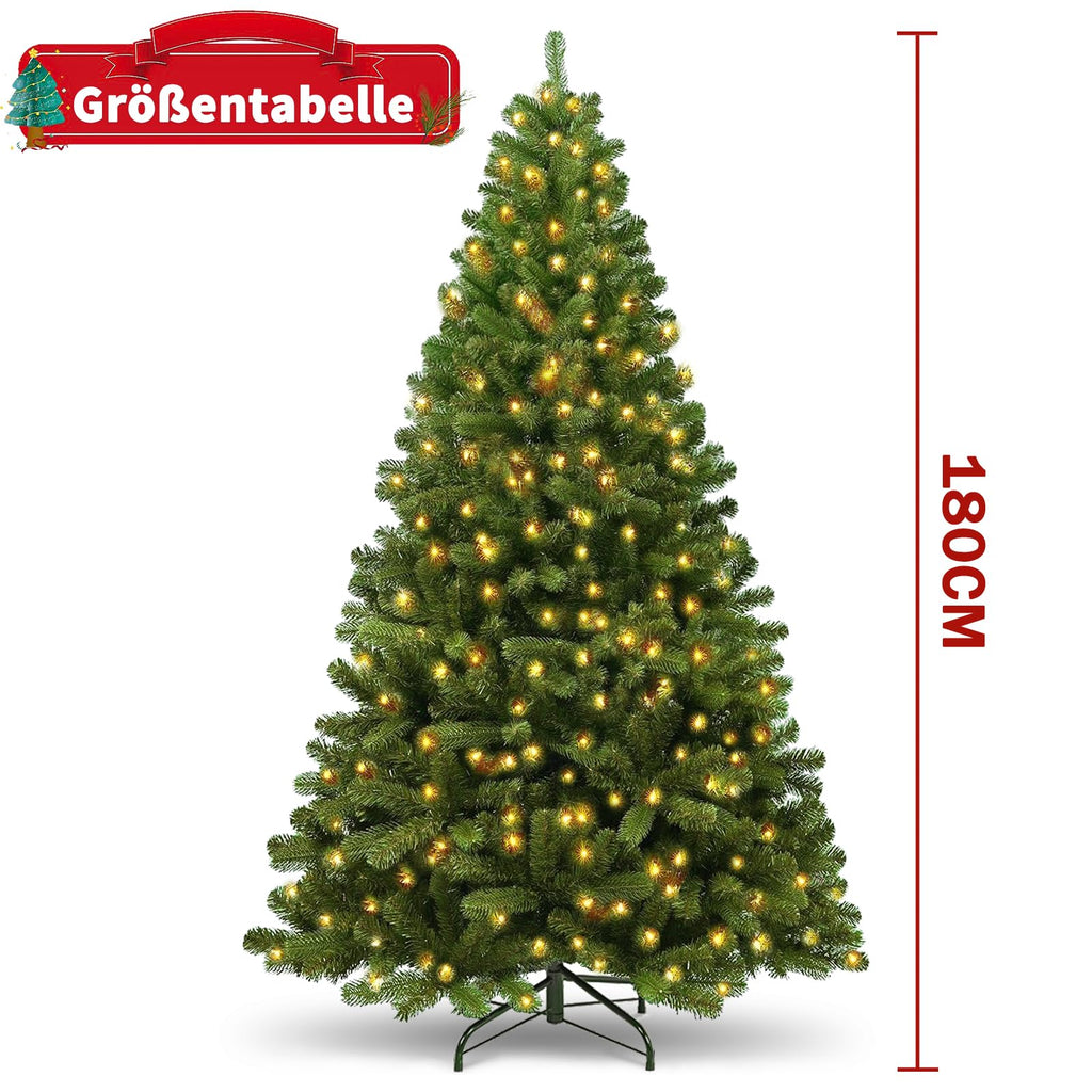 Árbol de Navidad de 180 cm - Abeto artificial robusto - Hojas, ligero y fácil de montar - Árbol de Navidad exuberante con base de metal y 800 piñones decorativos 