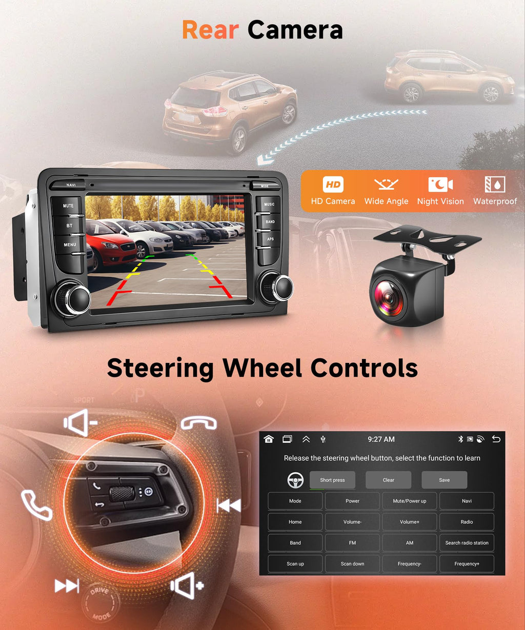 6G+128G 8 Core Wireless Carplay Android Car Radio for Audi A3 8P A3 8P1 S3 RS3 8P RS3 Sportback 7 Inch Car Radio Android Auto GPS Navi WiFi Mirror Link Bluetooth FM/RDS/DSP Rear Camera