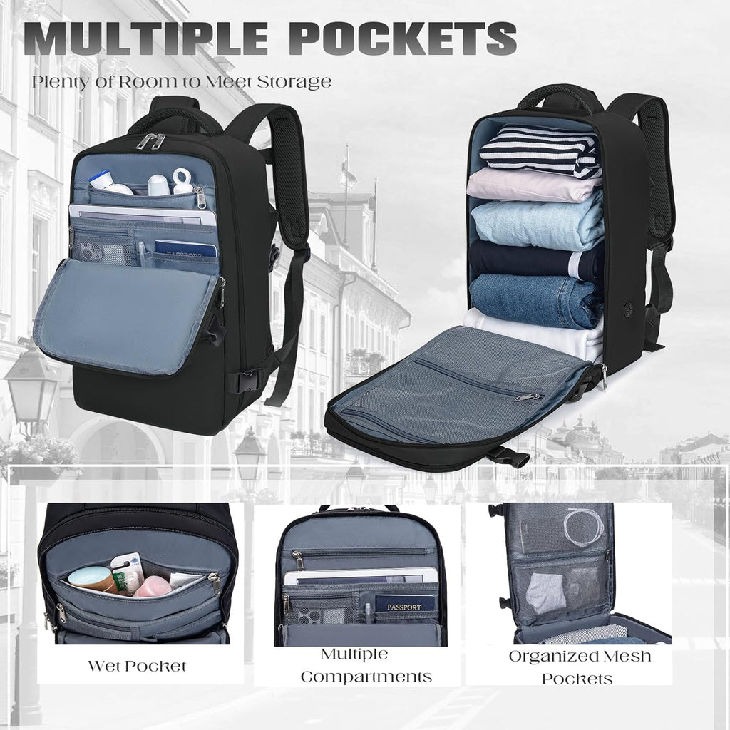 Mochila viagem cabine avion 40 x 20 x 25, mochila Ryanair 40 x 20 x 25, mochila de cabine de baixo assento bolsa de viagem impermeável bagagem de mão com fivela de peito e bolsa anti-roubo,