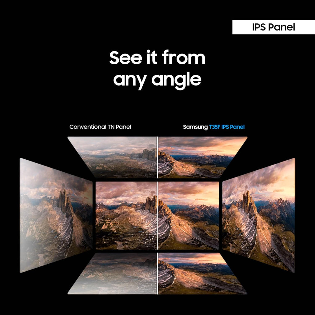 Samsung 27' T35F Series FHD 1080p Computer Monitor, 75Hz, IPS Panel, HDMI, VGA (D-Sub), AMD FreeSync, Wall Mountable, Game Mode, 3-Sided Border-Less, Eye Care, LF27T350FHNXZA