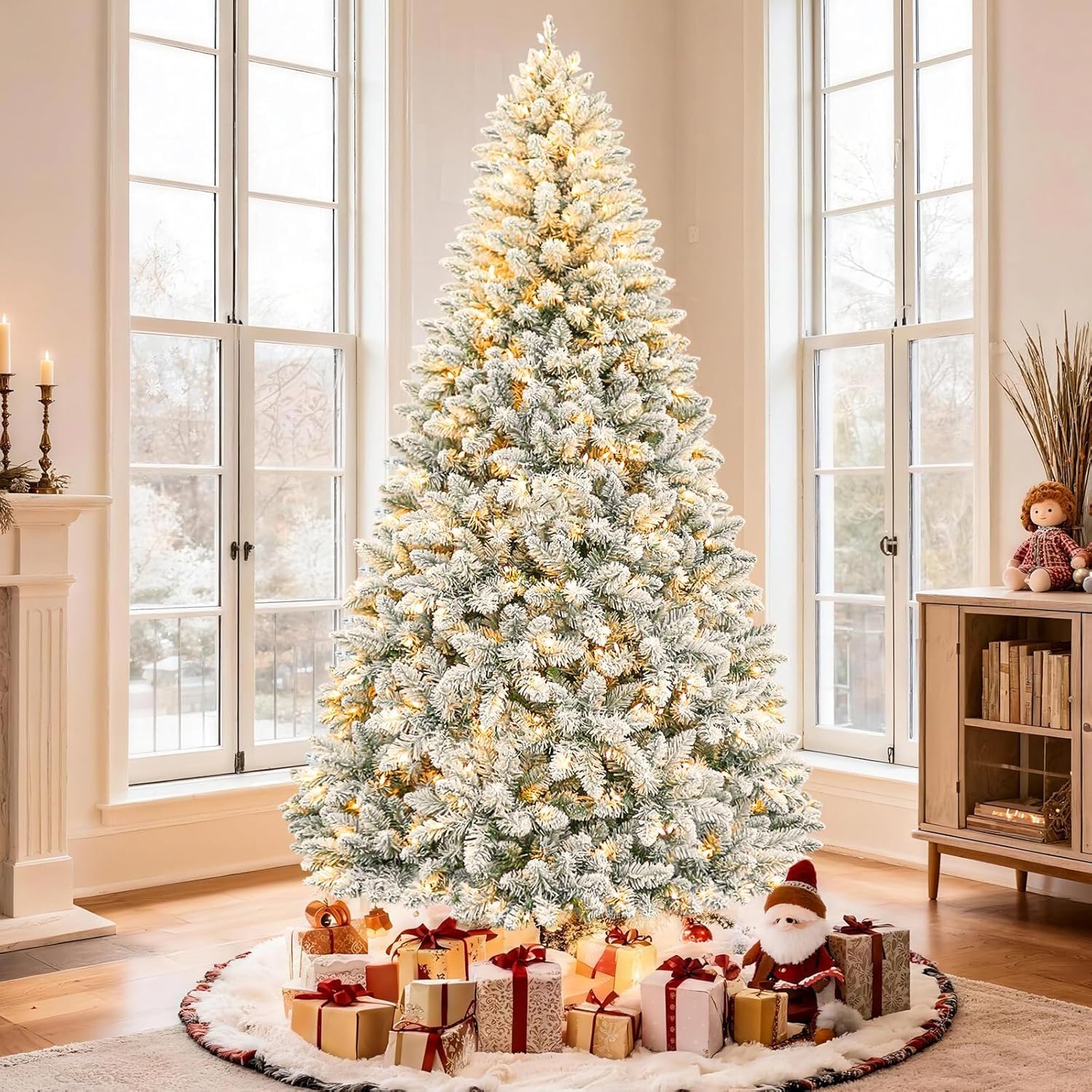 180cm Christmas Tree - Sturdy Artificial Fir Tree - Leaf, Lightweight and Easy to Assemble - Lush Christmas Tree with Metal Base and 800 Pine Nut Christmas Tree Decorations 