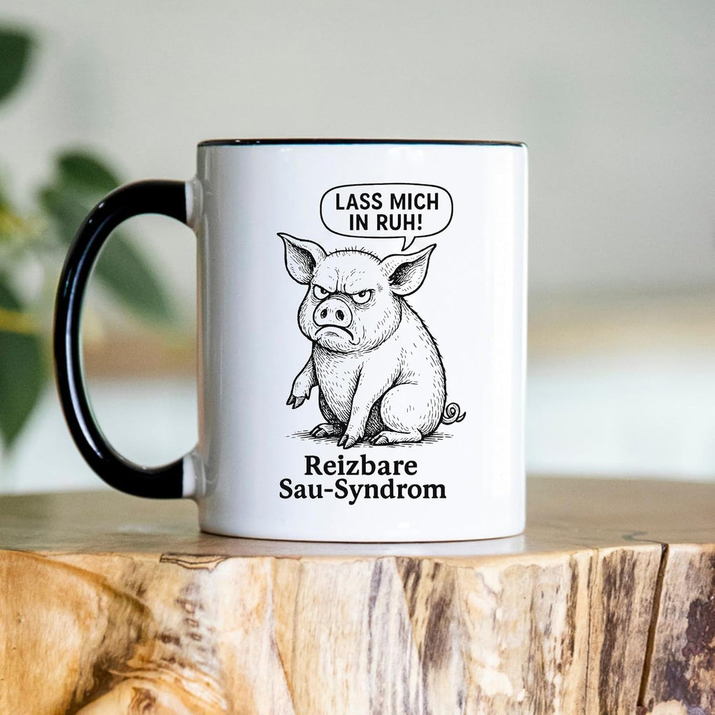 Jungle Mug Caneca divertida com porco | Caneca com síndrome de cerda irritável | Presente divertido para colegas, homens, mulheres, escritório, café e humor