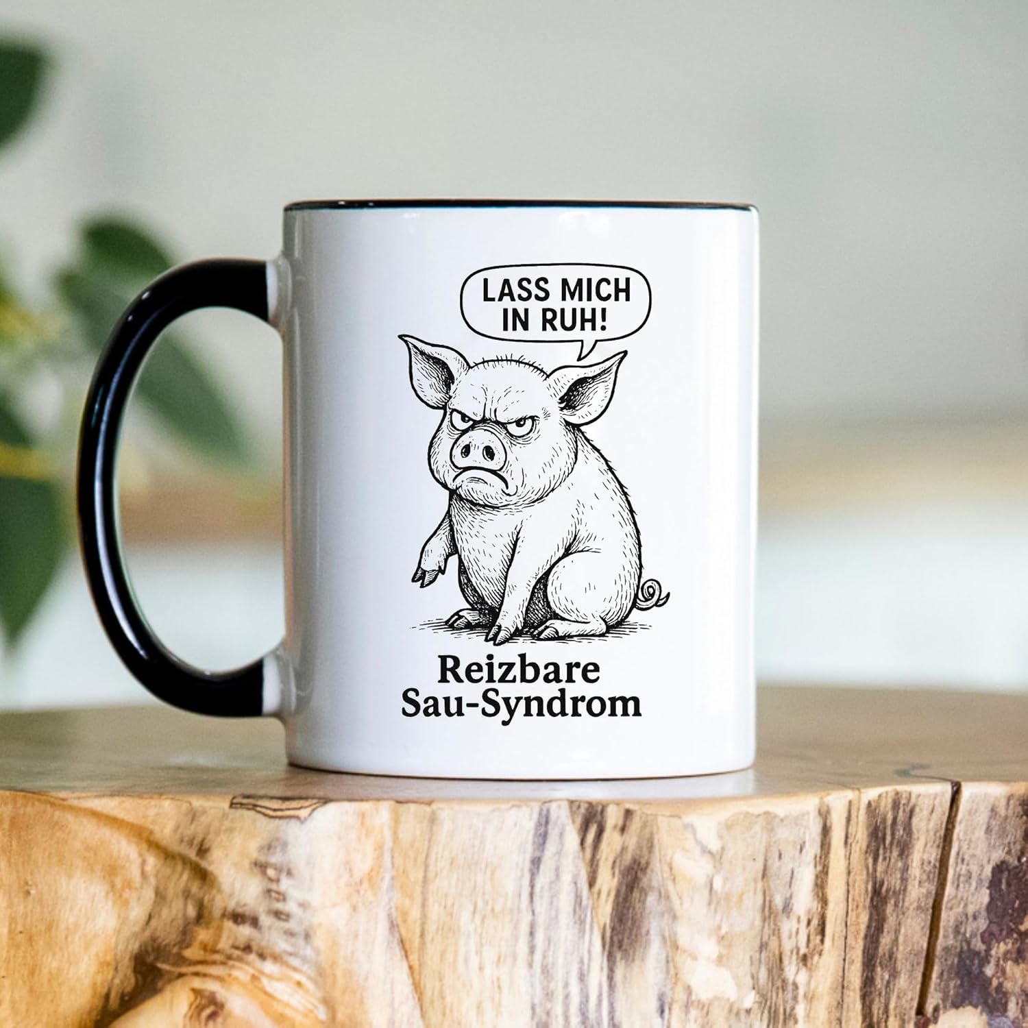 Jungle Mug Caneca divertida com porco | Caneca com síndrome de cerda irritável | Presente divertido para colegas, homens, mulheres, escritório, café e humor