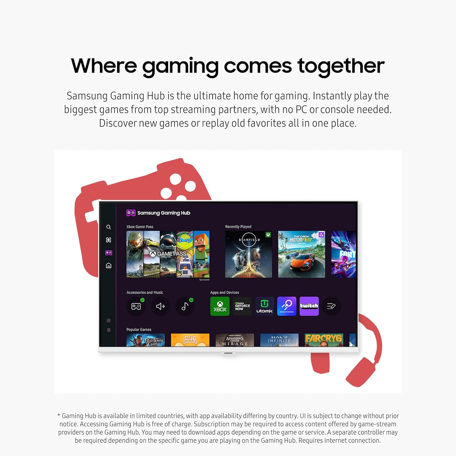 SAMSUNG 27-Inch M5 (M50D) Series FHD Smart Monitor with Streaming TV, Speakers, HDR10, Gaming Hub, Multiple Ports, Workout Tracker, Vision Accessibility Tools, LS27DM501ENXZA, 2024