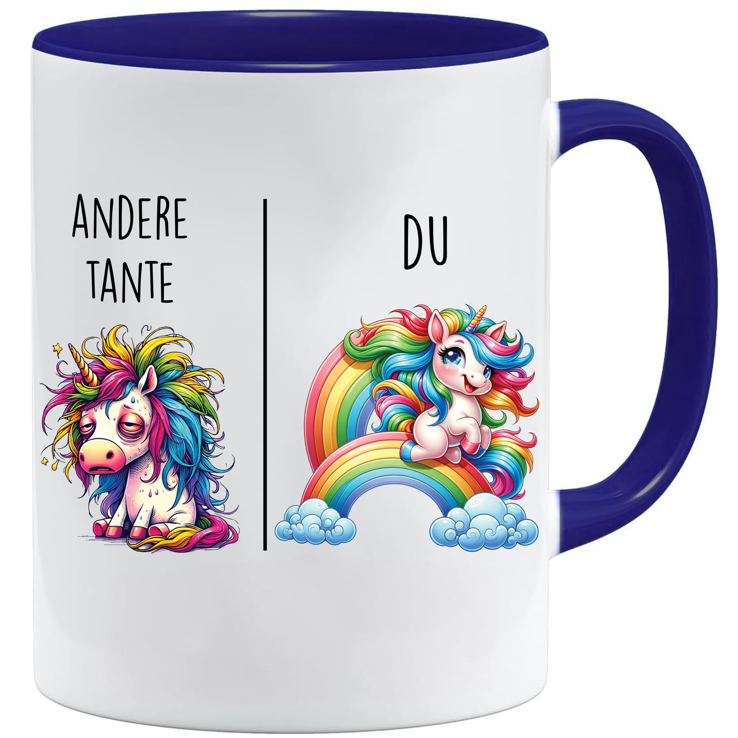 Jungle Mug Caneca com texto em alemão Andere Tía vs Du | Tia Geschenk für Frauen casamento Hochzeit | Geschenkidee Frau Geburtstag Weihnachten Patentante Familie Kaffee-Becher (Weiß-)