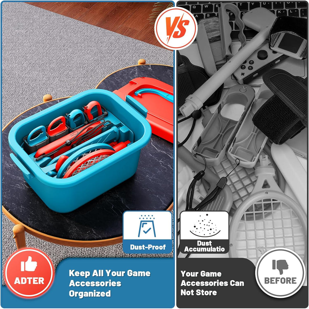 Deruitu 15 en 1 Switch Sports Accesorios Bundle Set para Nintendo Switch/ Juegos OLED, Switch Sports Juegos Accesorios Kit, Family Party Pack Juegos Accesorios Set para Switch OLED Juegos Deportivos