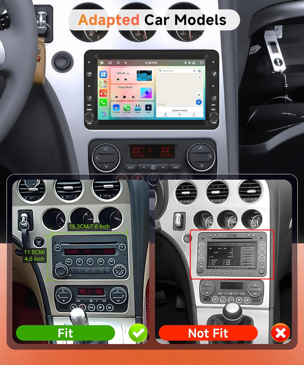 8Core 4G+64G Wireless Carplay Android Car Radio for Alfa Romeo 159 2004-2011 Brera Spider Sportwagon 7 Inch Car Radio with Android Auto GPS Navi WiFi Bluetooth FM/RDS DSP/SWC Rear Camera