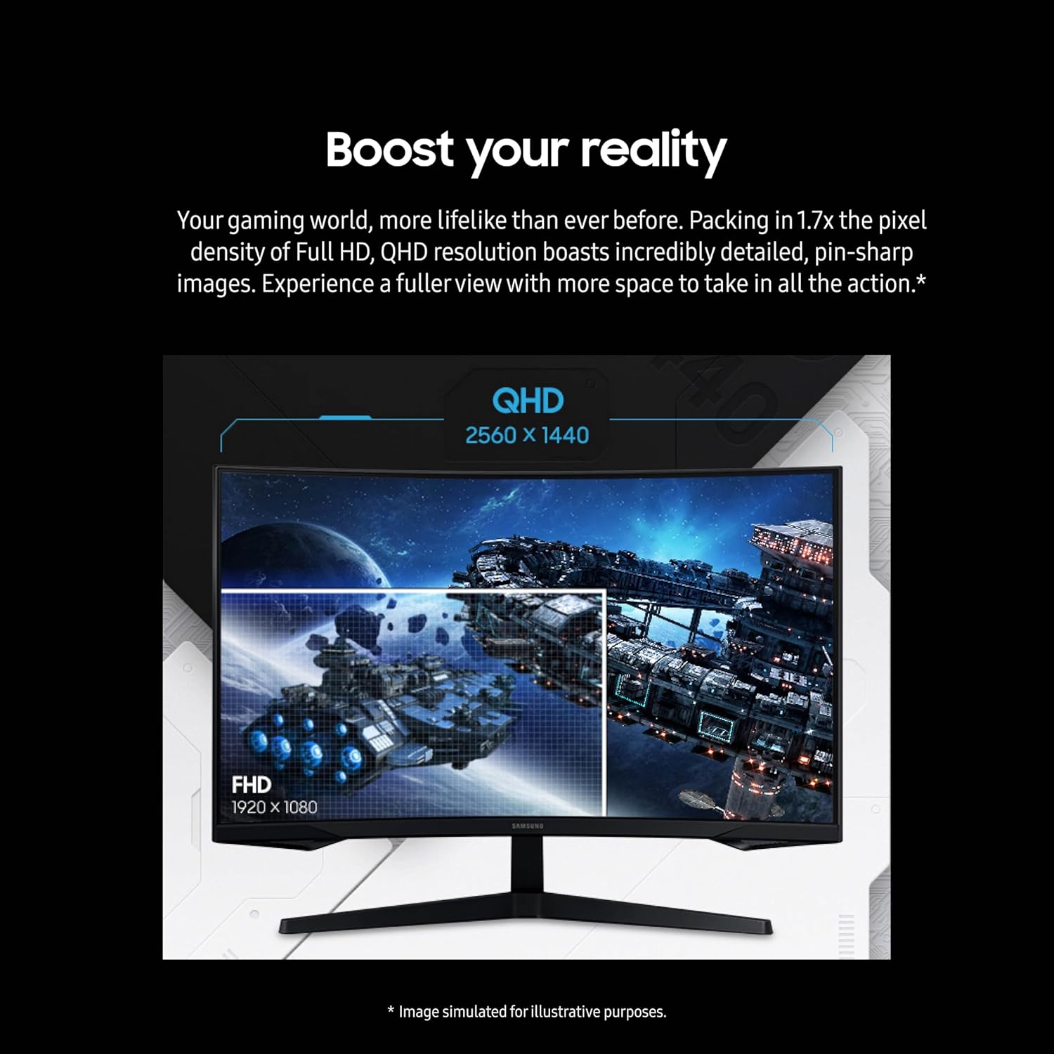 Samsung 27-Inch Odyssey G55C Series QHD 1000R Curved Gaming Monitor, 1ms(MPRT), HDR10, 165Hz, AMD Radeon FreeSync, Eye Care, LS27CG552ENXZA