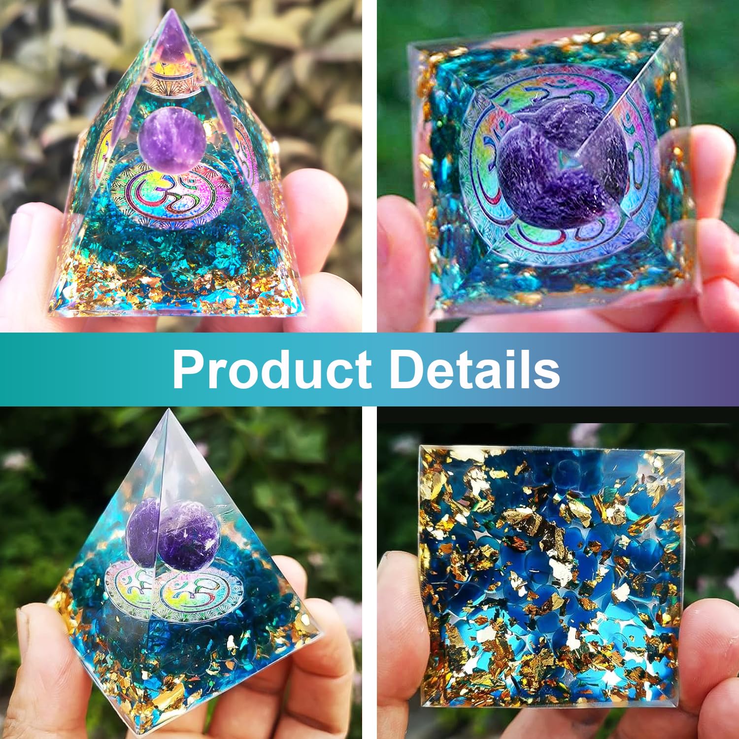 1 Piece Orgonite Authentic Orgonite Pyramid Orgonite Pyramid 3D Resin Pyramid Craft Crystal Crushed Stone Decoration Desk Living Room Bedroom Office
