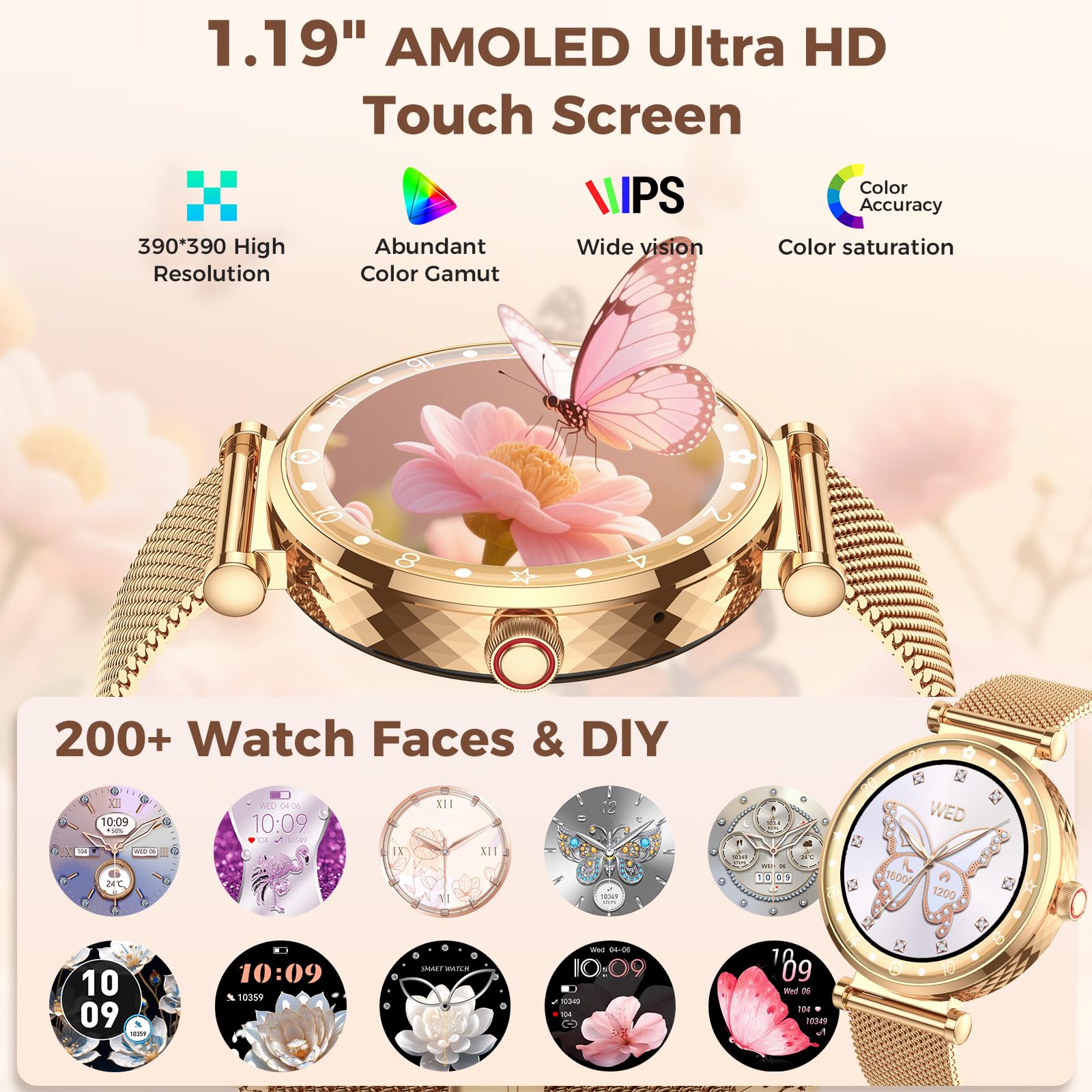 Smart Watch Women, 2025 New Smartwatch Woman with Calls, Smart Watch Menstrual Cycle/Sleep Monitor/SpO2/Pedometer/110+ Sports Modes, IP68 Waterproof Sports Watch for Android iOS