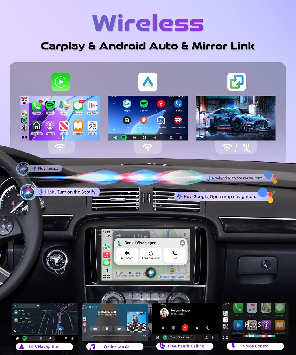 2G+64G Wireless Carplay Android Car Radio for Mercedes Benz R Class W251 R280 R300 R320 R350 R63 2005-2017 9 Inch Radio with Android Auto Navi GPS WiFi Bluetooth FM/RDS/SWC Rear Camera