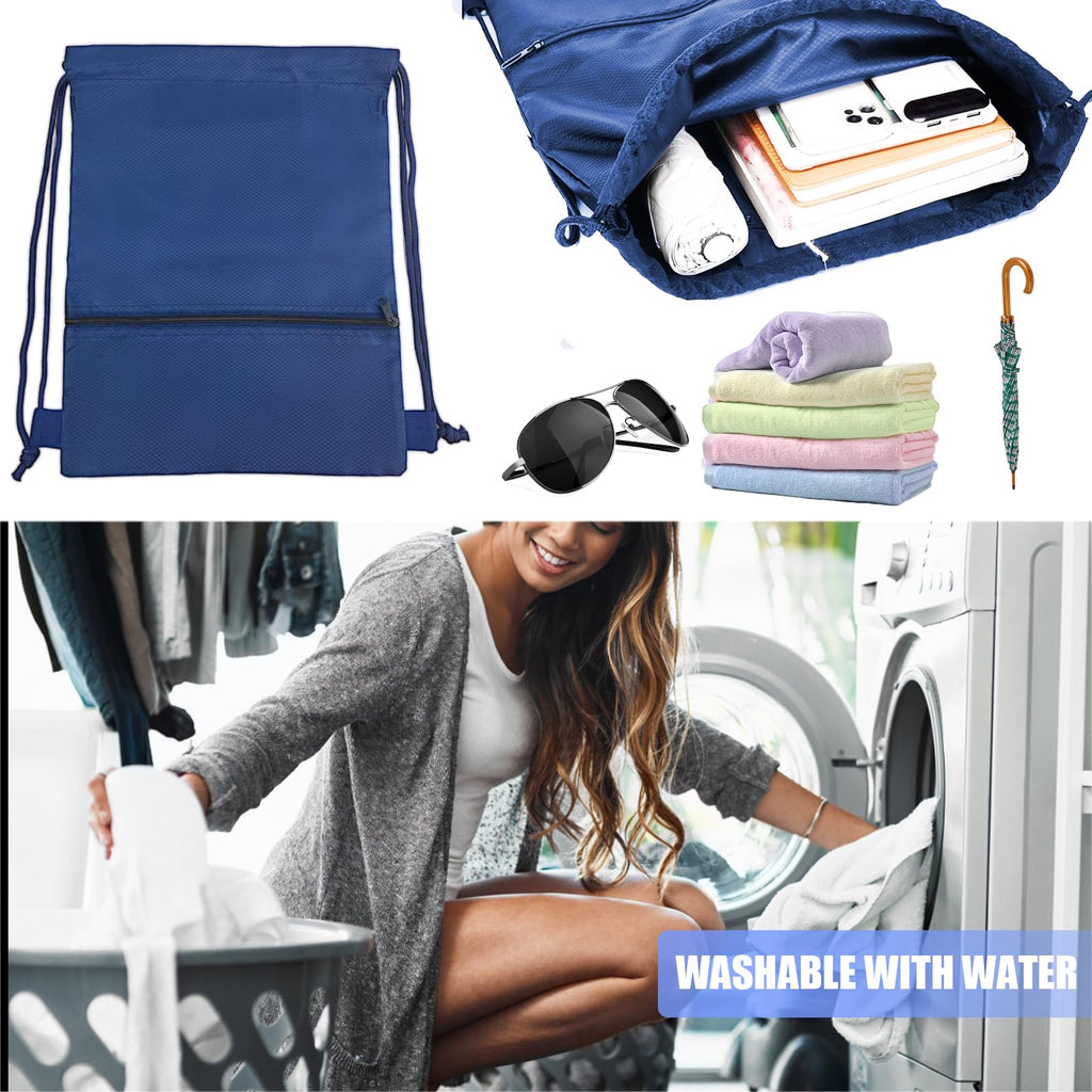 Jsdoin Waterproof Drawstring Bag for Gym, Sports Drawstring Backpack, Sports Bag, Zipper, School, Beach, Holiday, Swimming, Travel